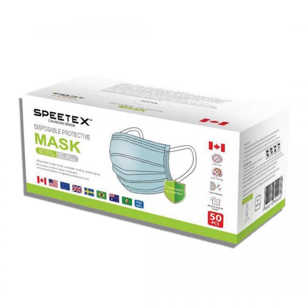 SPEETEX Face Mask 3Ply Disposable Blue (Box 50)