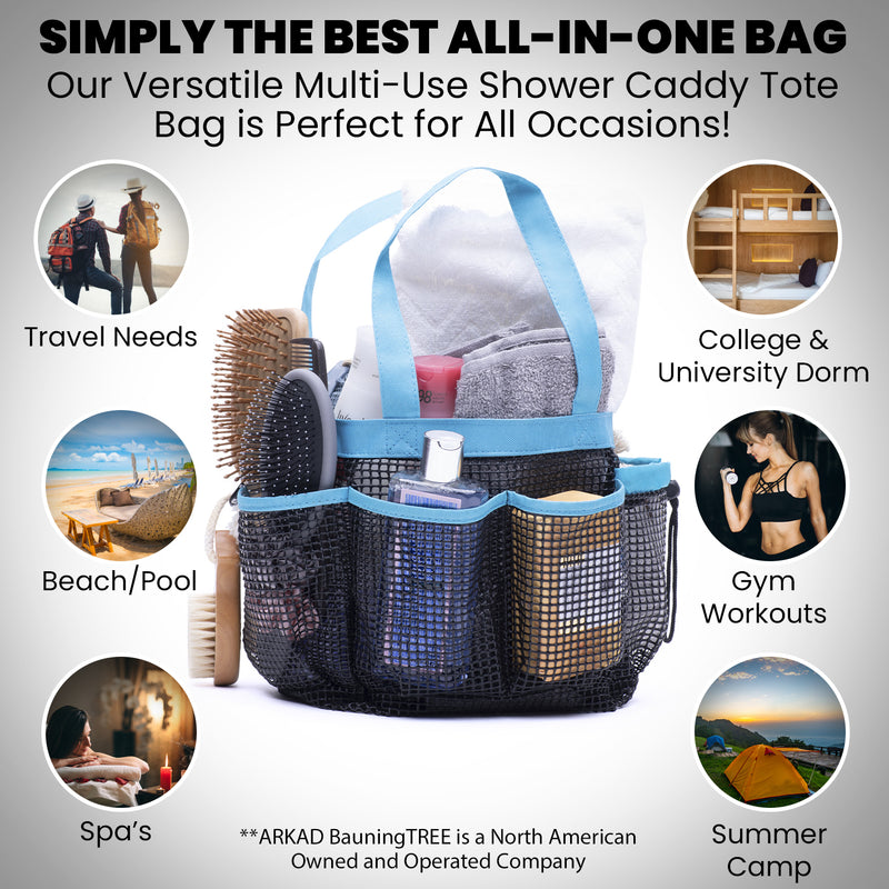 Shower Caddy Toiletry Mesh Bag and Hand Towel